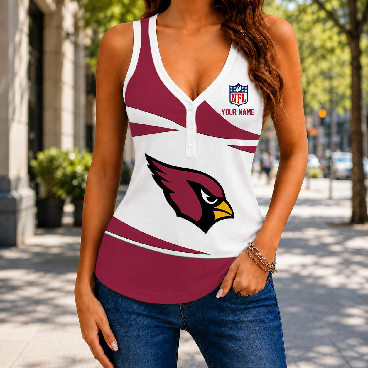 LIMITED EDITION NEW CUSTOMIZED NFL20 ARC ARIZONA CARDINALS WOMEN'S V-NECK TANK TOP