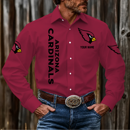LIMITED EDITION - NEW CUSTOMIZED NFL20 ARC ARIZONA CARDINALS MEN'S LONG SLEEVE BUTTON-UP SHIRT