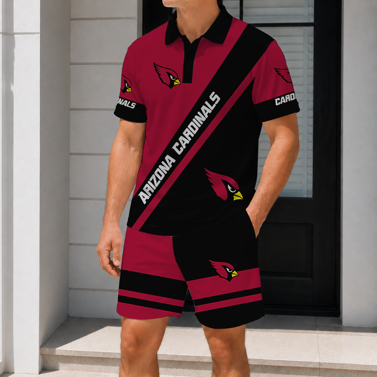 SPECIAL EDITION - NEW CUSTOMIZED NFL20 ARC ARIZONA CARDINALS POLO SHIRT & SHORT PANTS SET