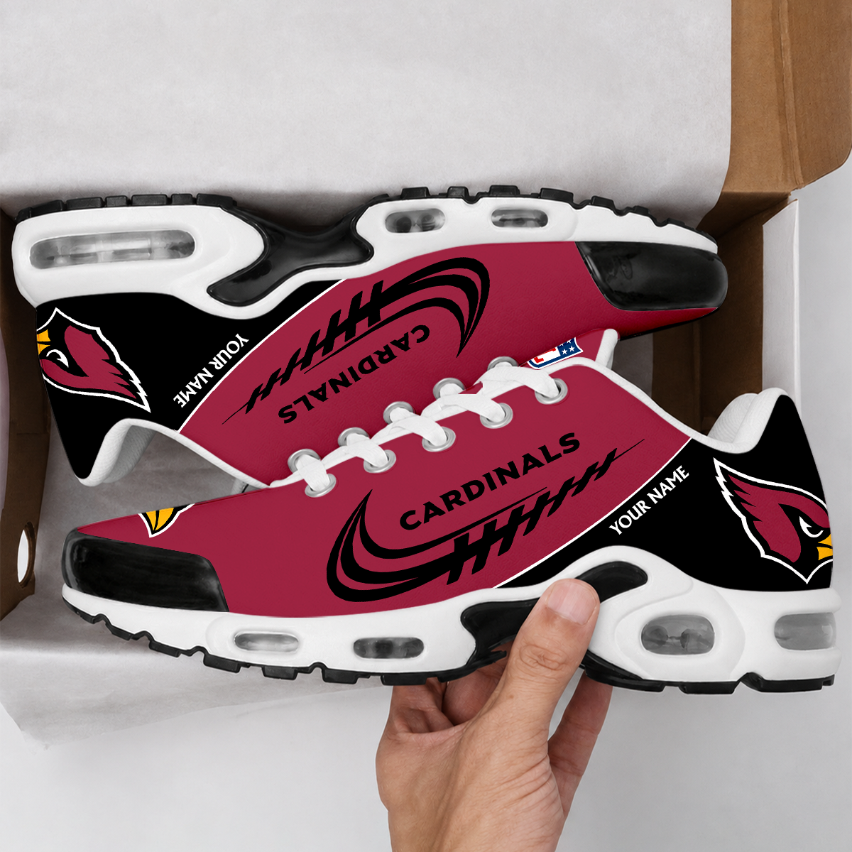 LIMITED EDITION - NEW CUSTOMIZED NFL20 ARC ARIZONA CARDINALS AIR MAX PLUS SNEAKERS