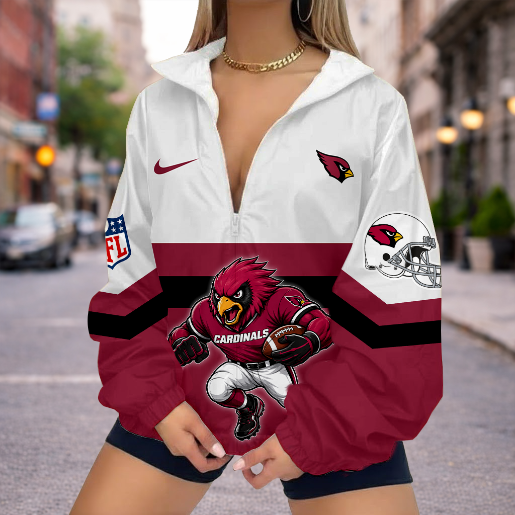 LIMITED EDITION - NEW CUSTOMIZED NFL20 ARC ARIZONA CARDINALS V-NECK ZIPPER SWEATSHIRT JACKET