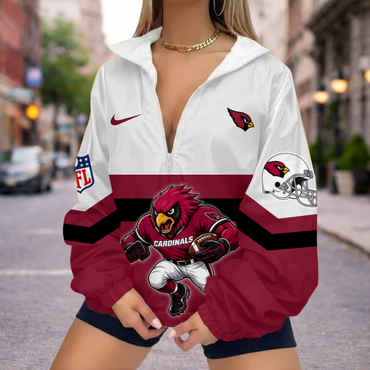 LIMITED EDITION - NEW CUSTOMIZED NFL20 ARC ARIZONA CARDINALS V-NECK ZIPPER SWEATSHIRT JACKET