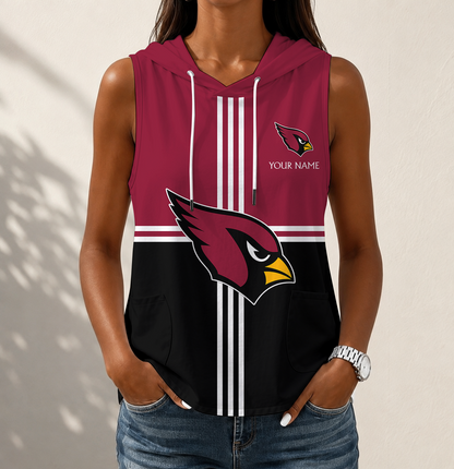 LIMITED EDITION - NEW CUSTOMIZED NFL20 ARC ARIZONA CARDINALS WOMEN'S SLEEVELESS HOODED POCKET TANK TOP