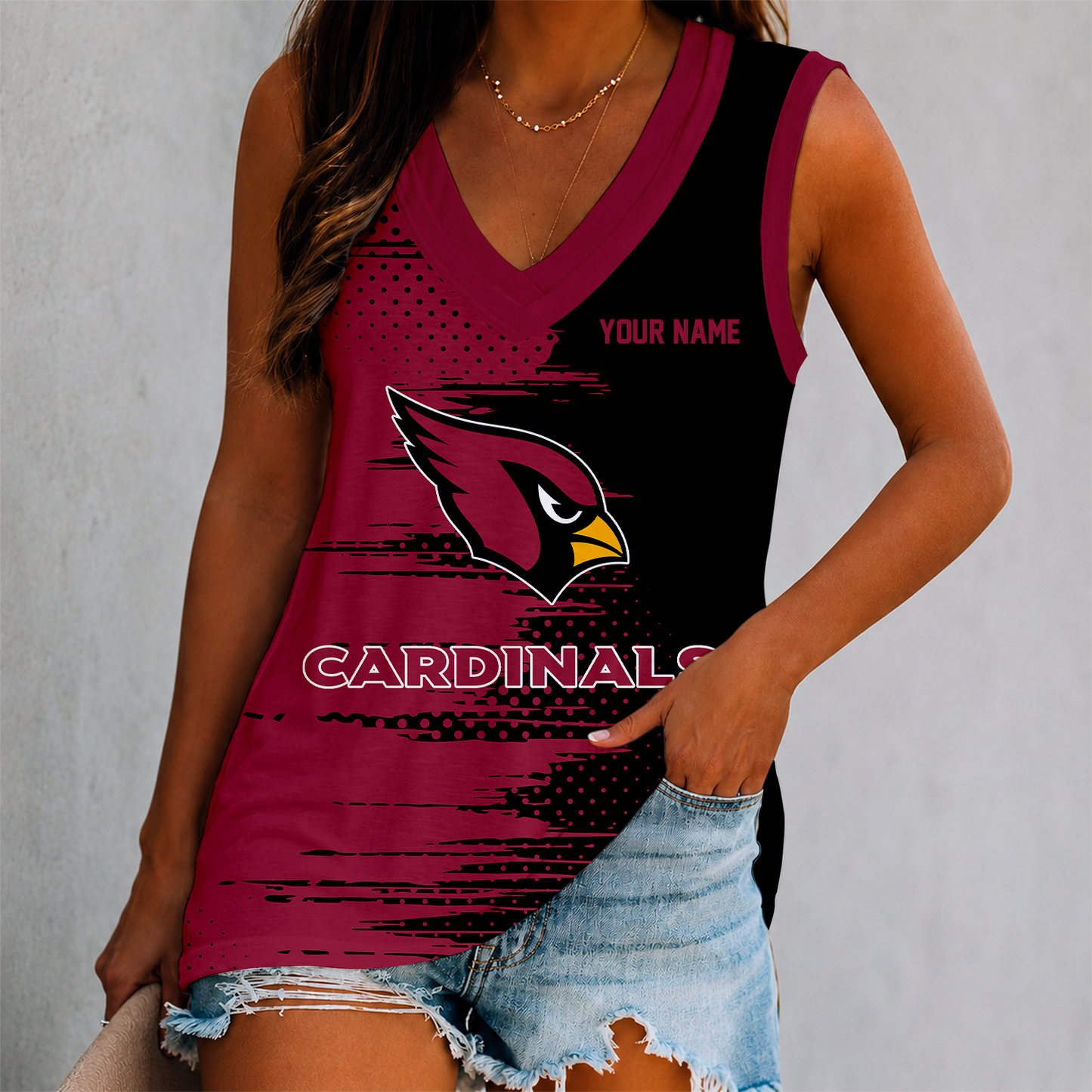 LIMITED EDITION - NEW CUSTOMIZED NFL20 ARC ARIZONA CARDINALS WOMEN'S V-NECK TANK TOP