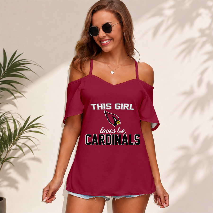 [SPECIAL OFFER] NEW CUSTOMIZED NFL20 ARC ARIZONA CARDINALS WOMEN'S STRAPPY OFF-SHOULDER TOP
