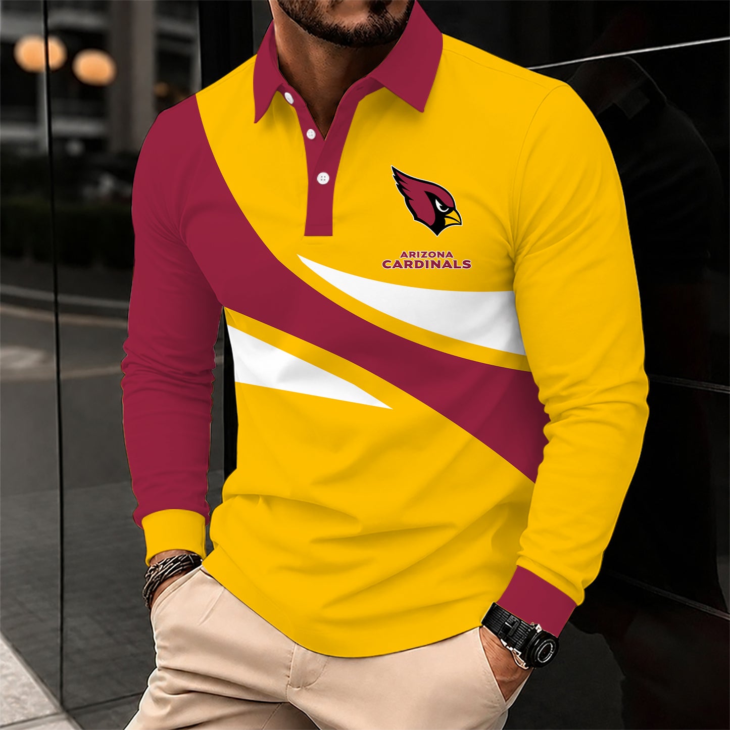 [SPECIAL OFFER] NEW CUSTOMIZED NFL20 ARC ARIZONA CARDINALS LONG SLEEVE POLO SHIRT