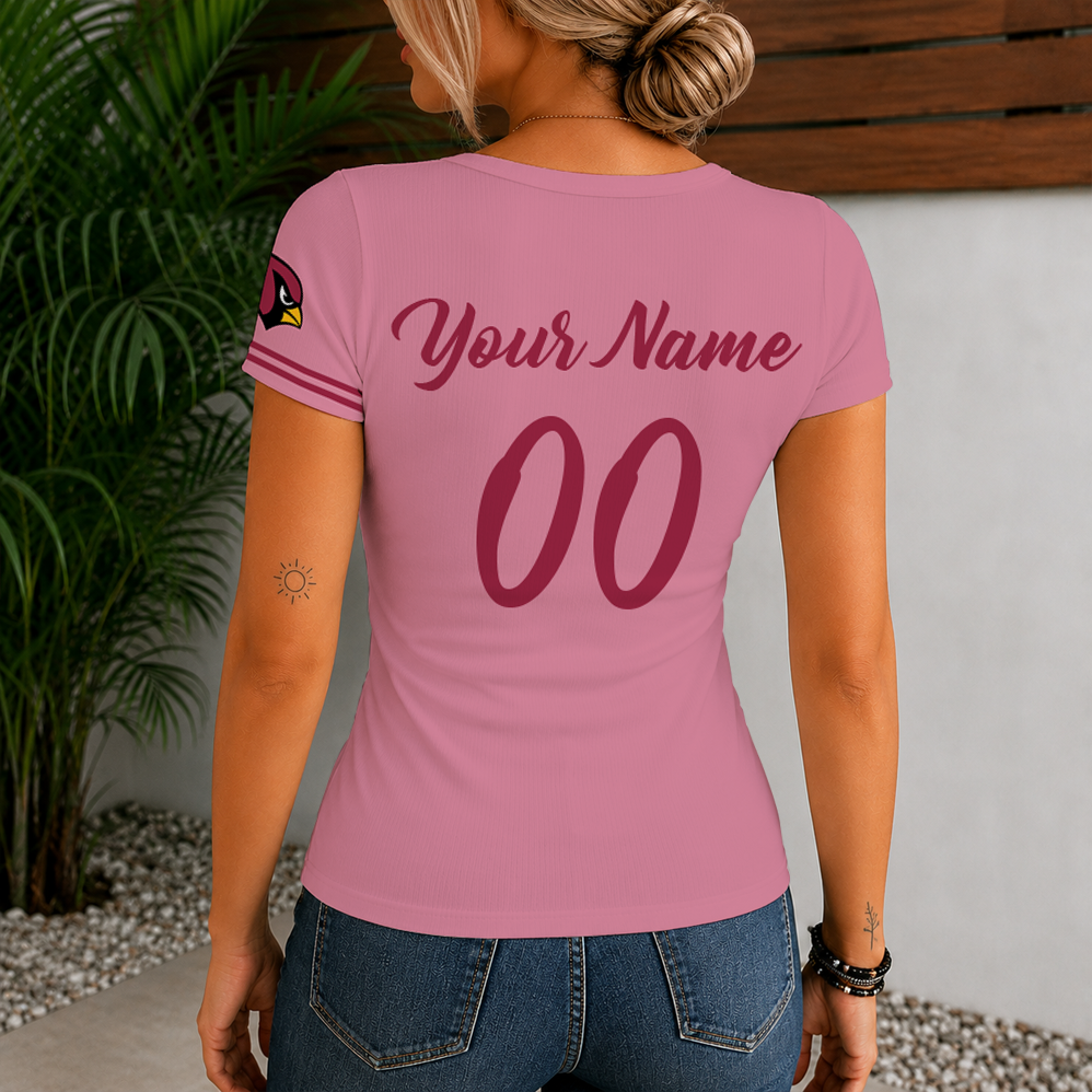 [SPECIAL OFFER] NEW CUSTOMIZED NFL20 ARC ARIZONA CARDINALS WOMEN'S SHORT SLEEVE HENLEY T-SHIRT