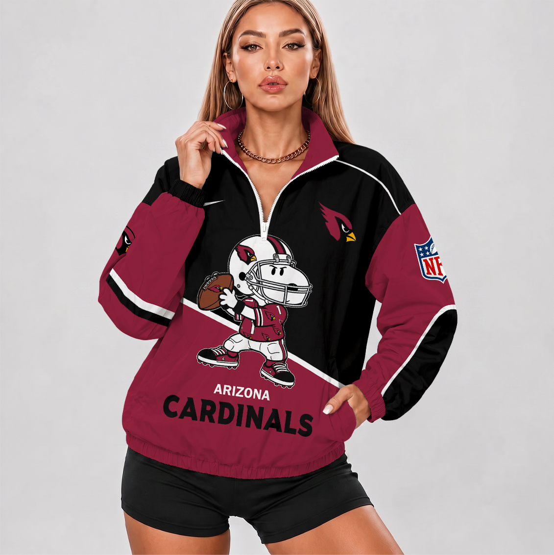 [SPECIAL OFFER] NEW CUSTOMIZED NFL20 ARC ARIZONA CARDINALS V-NECK ZIPPER SWEATSHIRT JACKET