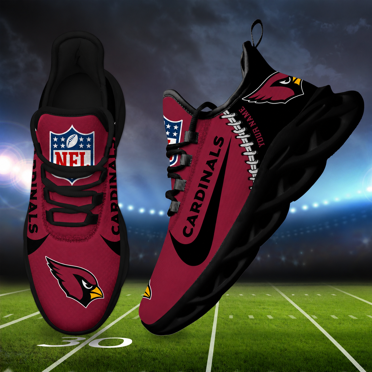 LIMITED EDITION - NEW CUSTOMIZED NFL20 ARC ARIZONA CARDINALS UNISEX MAX SOUL SHOES