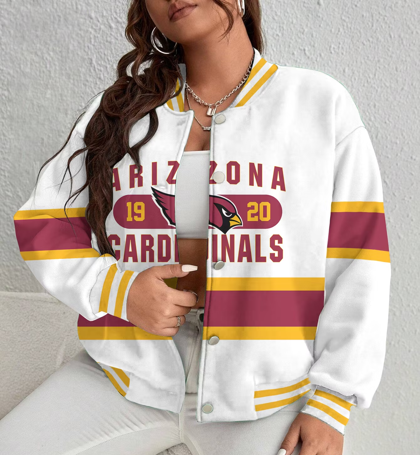 LIMITED EDITION - NEW CUSTOMIZED NFL20 ARC ARIZONA CARDINALS SATIN VARSITY & BASEBALL JACKET
