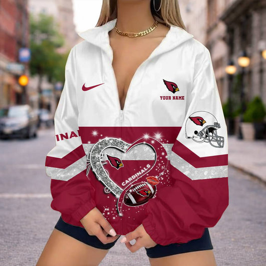 LIMITED EDITION - NEW CUSTOMIZED NFL20 ARC ARIZONA CARDINALS V-NECK ZIPPER SWEATSHIRT JACKET