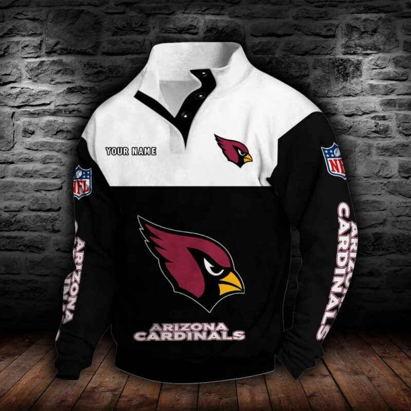 LIMITED EDITION - NEW CUSTOMIZED NFL20 ARC ARIZONA CARDINALS QUARTER-BUTTON STAND-COLLAR SWEATSHIRT