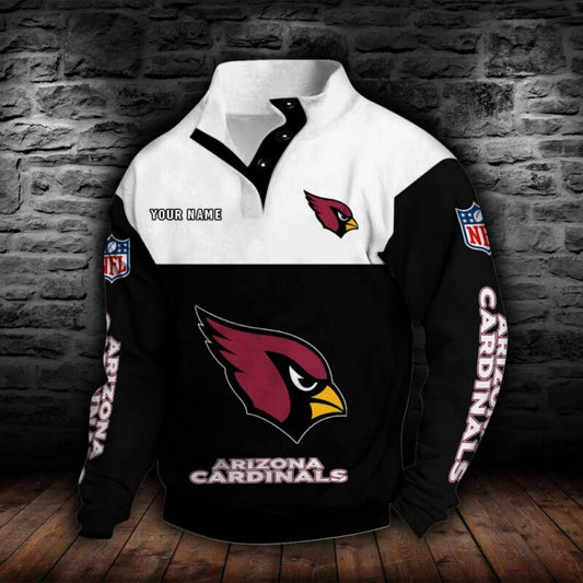 LIMITED EDITION - NEW CUSTOMIZED NFL20 ARC ARIZONA CARDINALS QUARTER-BUTTON STAND-COLLAR SWEATSHIRT