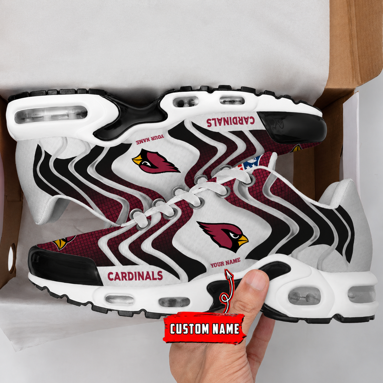 LIMITED EDITION - NEW CUSTOMIZED NFL20 ARC ARIZONA CARDINALS AIR MAX PLUS SNEAKERS