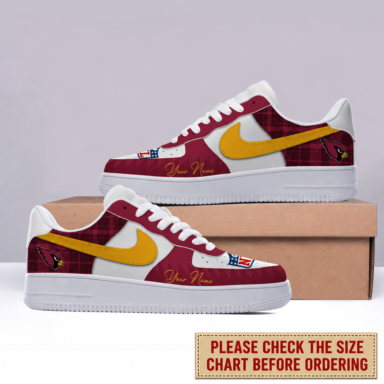 LIMITED EDITION - NEW CUSTOMIZED NFL20 ARC ARIZONA CARDINALS AF1 SHOES
