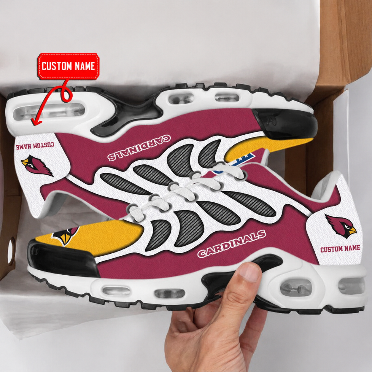 LIMITED EDITION - NEW CUSTOMIZED NFL20 ARC ARIZONA CARDINALS AIR MAX PLUS SNEAKERS