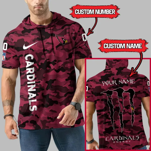 LIMITED EDITION - NEW CUSTOMIZED NFL20 ARC ARIZONA CARDINALS SHORT SLEEVE HOODIE