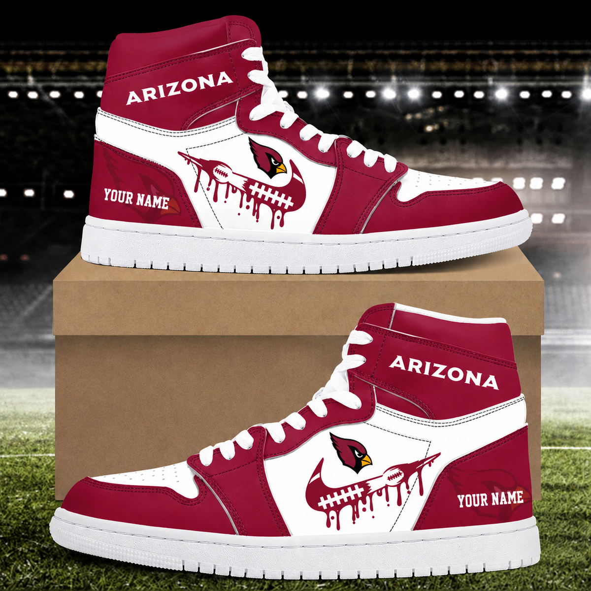 LIMITED EDITION - NEW CUSTOMIZED NFL20 ARC ARIZONA CARDINALS AIR JORDAN SNEAKERS