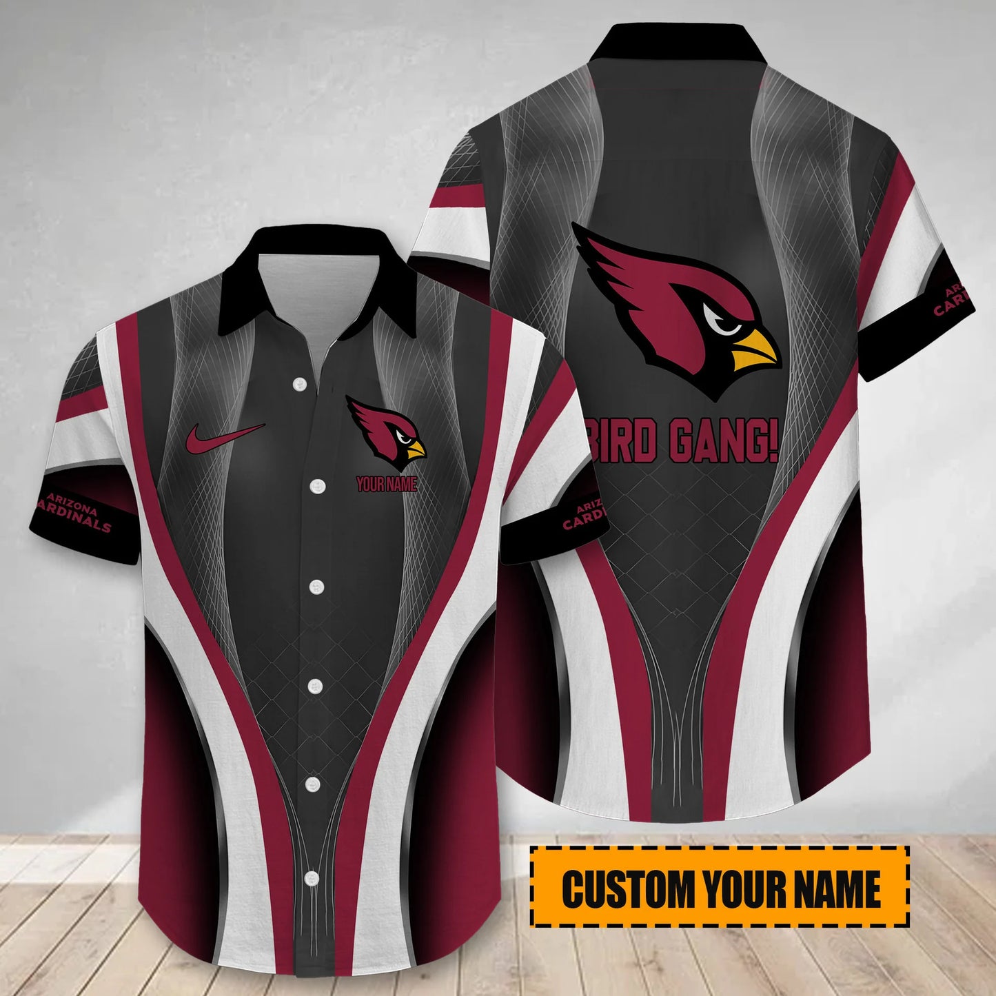 LIMITED EDITION - NEW CUSTOMIZED NFL20 ARC ARIZONA CARDINALS SHORT SLEEVE BUTTON-UP SHIRT