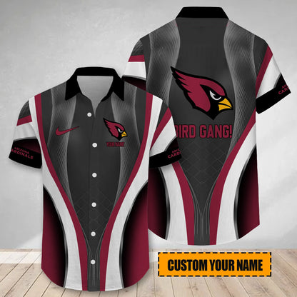 LIMITED EDITION - NEW CUSTOMIZED NFL20 ARC ARIZONA CARDINALS SHORT SLEEVE BUTTON-UP SHIRT