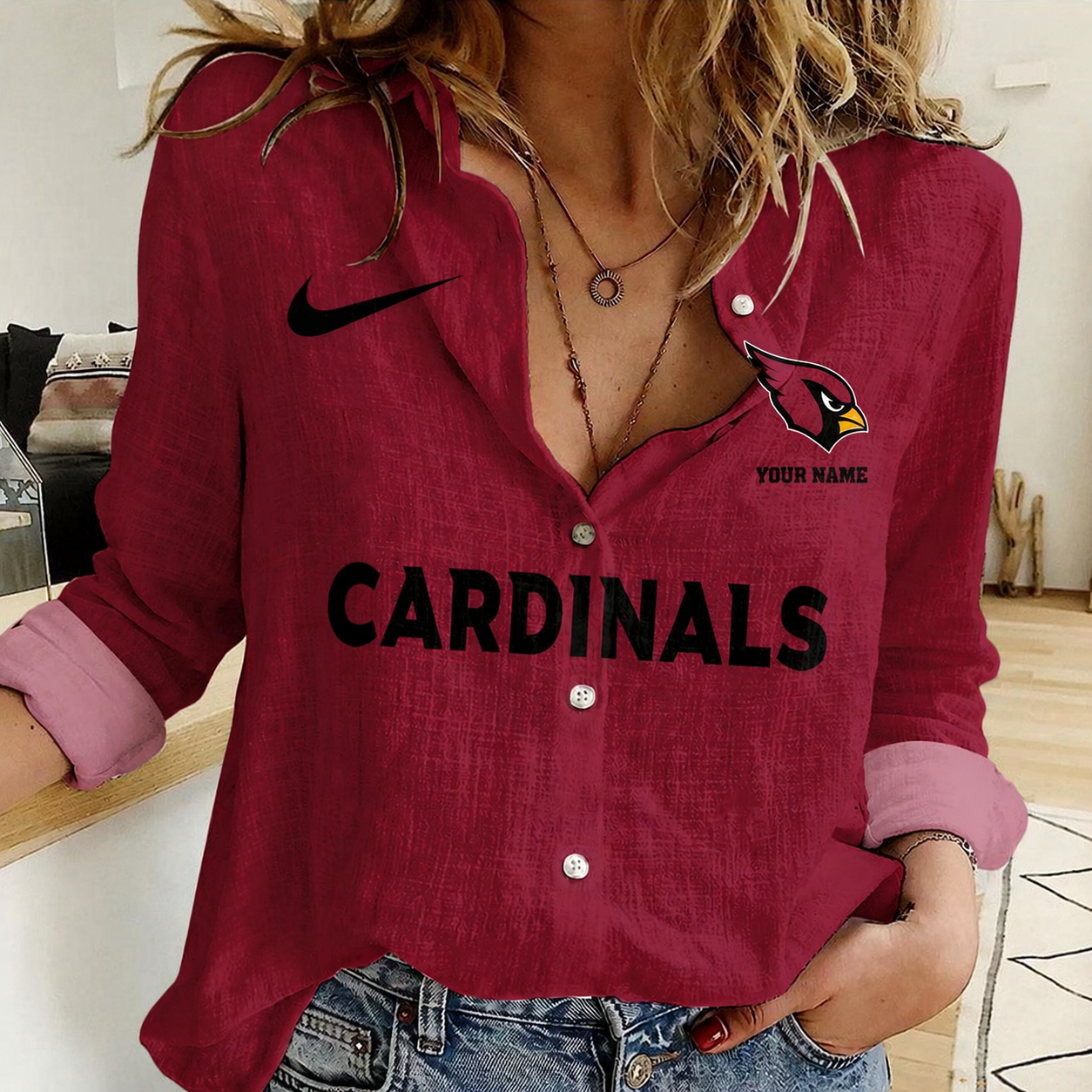 LIMITED EDITION - NEW CUSTOMIZED NFL20 ARC ARIZONA CARDINALS WOMEN CASUAL SHIRT