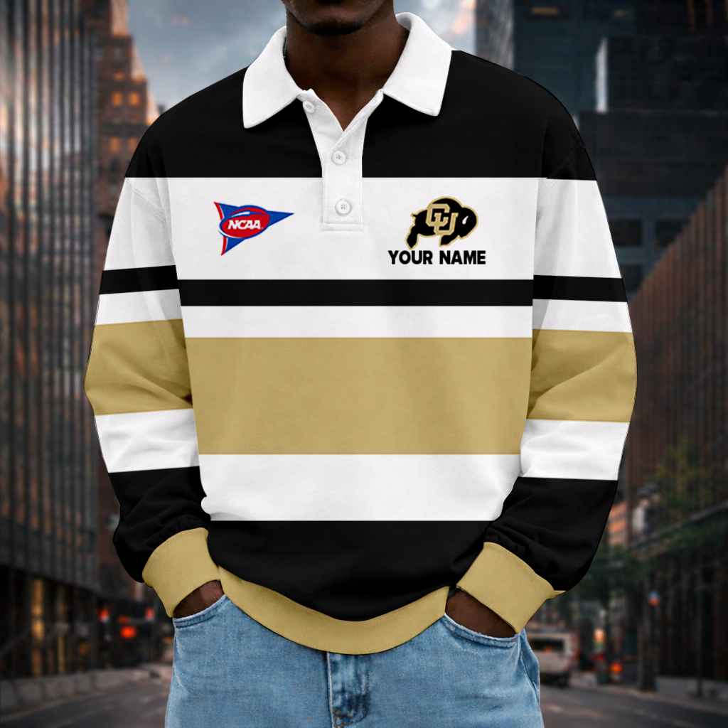 LIMITED EDITION - NEW CUSTOMIZED NCAA FBS20 CRB COLORADO BUFFALOES UNISEX LONG SLEEVE POLO