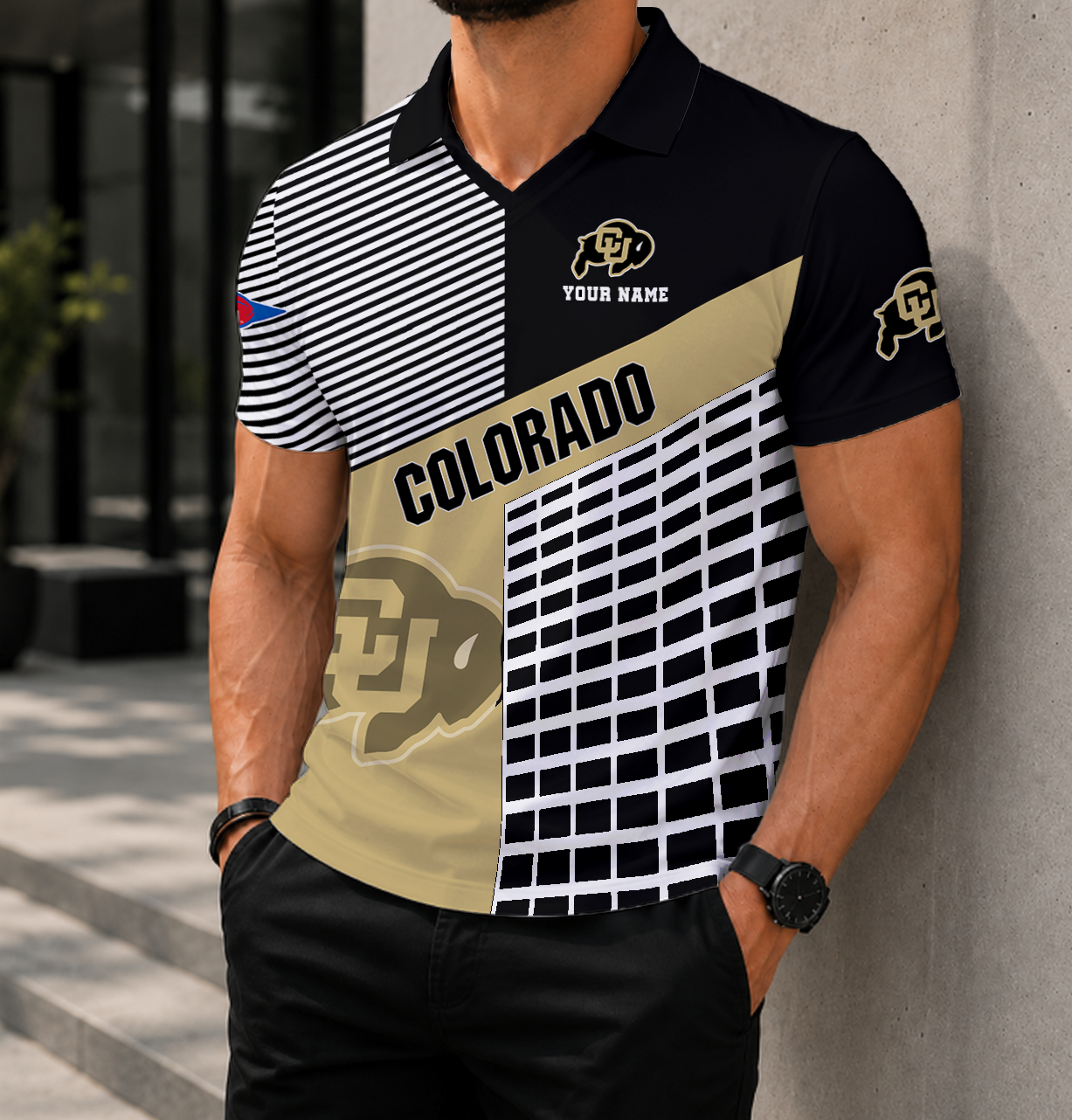 VIRAL EDITION - NEW CUSTOMIZED NCAA FBS20 CRB COLORADO BUFFALOES POLO SHIRT