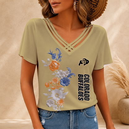 [FAN FAVORITE] NEW CUSTOMIZED NCAA FBS20 CRB COLORADO BUFFALOES V-NECK SHIRT