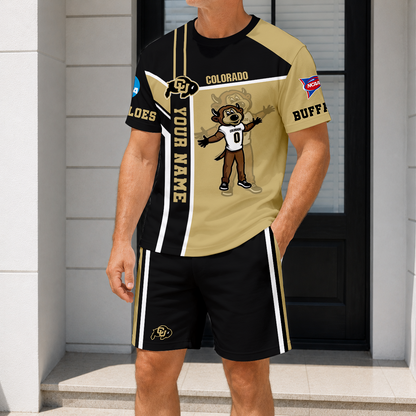 ELITE EDITION - NEW CUSTOMIZED NCAA FBS20 CRB COLORADO BUFFALOES T-SHIRT & SHORT PANTS SET