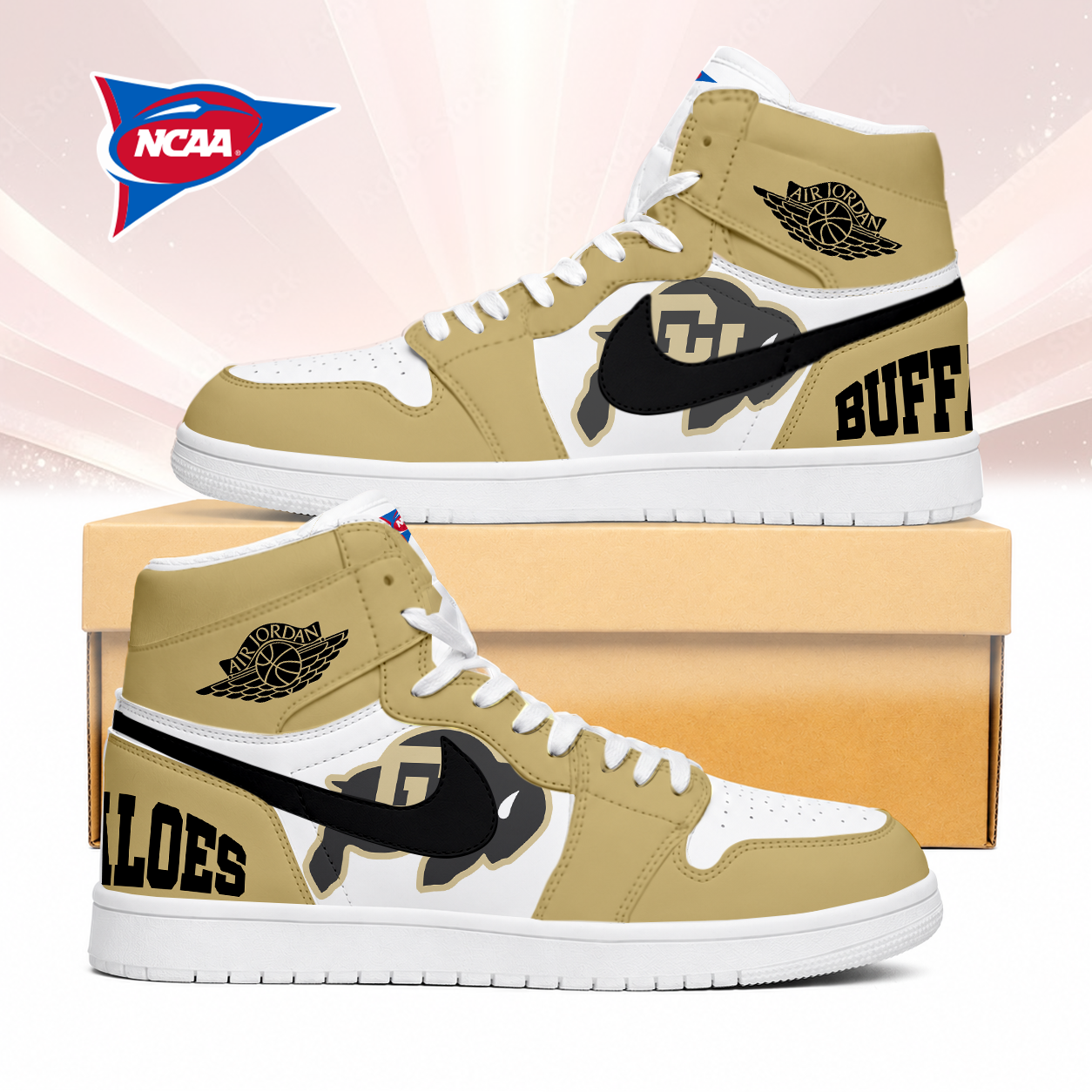 LIMITED EDITION - NEW CUSTOMIZED NCAA FBS20 CRB COLORADO BUFFALOES AIR JORDAN SNEAKERS