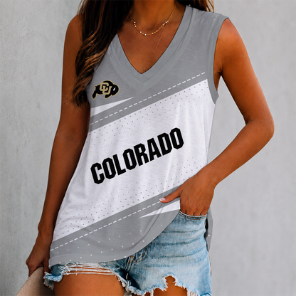 EXCLUSIVE EDITION - NEW CUSTOMIZED NCAA FBS20 CRB COLORADO BUFFALOES WOMEN'S V-NECK TANK TOP