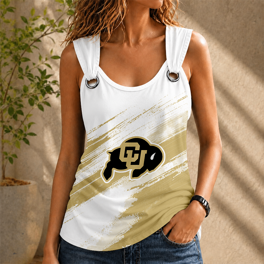 [FAN FAVORITE] NEW CUSTOMIZED NCAA FBS20 CRB COLORADO BUFFALOES O-RING SHOULDER TANK TOP