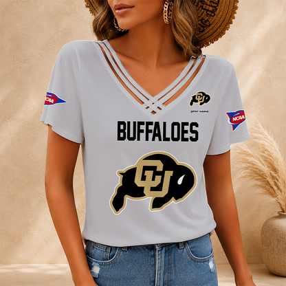 [FAN FAVORITE] NEW CUSTOMIZED NCAA FBS20 CRB COLORADO BUFFALOES V-NECK SHIRT
