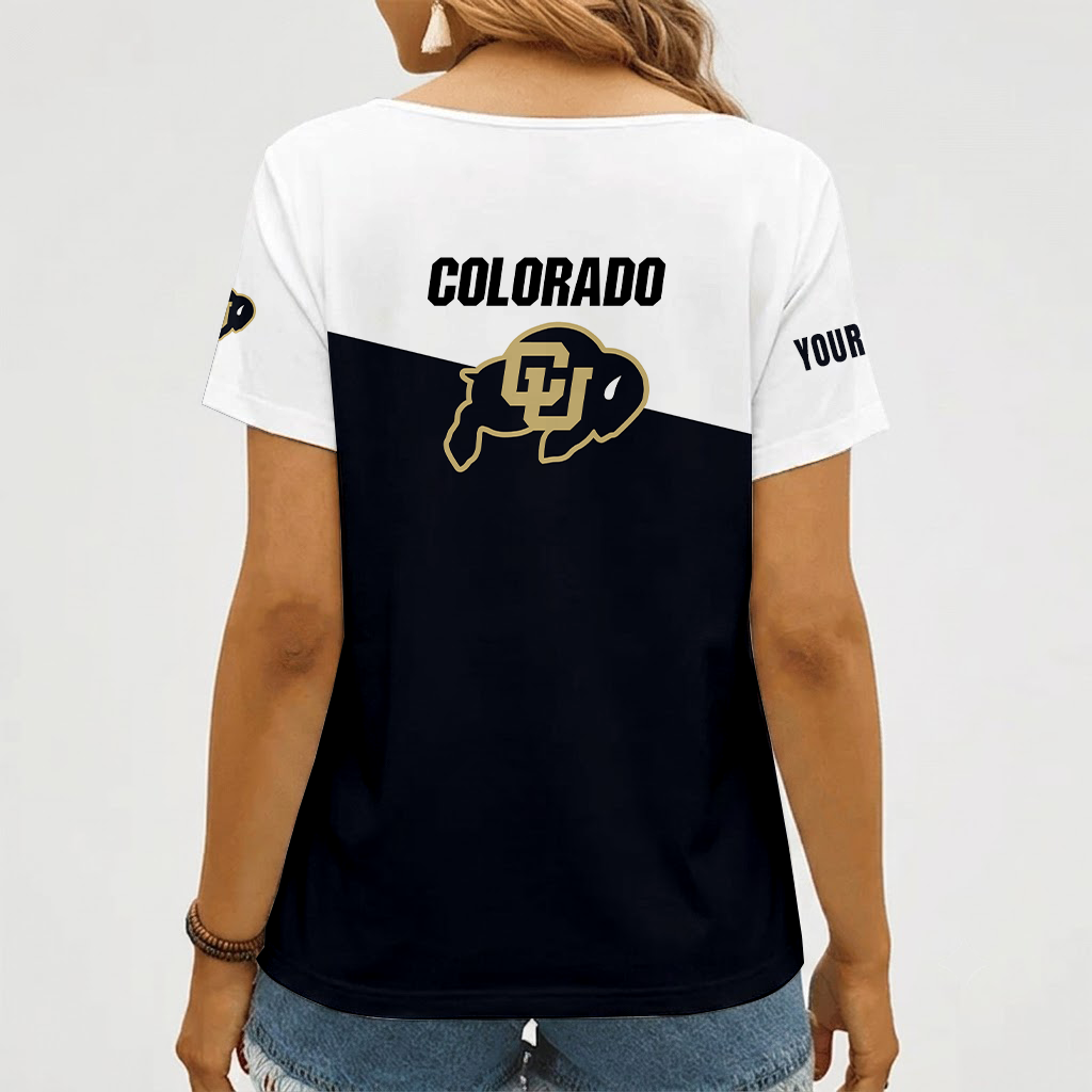 [FAN FAVORITE] NEW CUSTOMIZED NCAA FBS20 CRB COLORADO BUFFALOES V-NECK FEMALE SHIRT