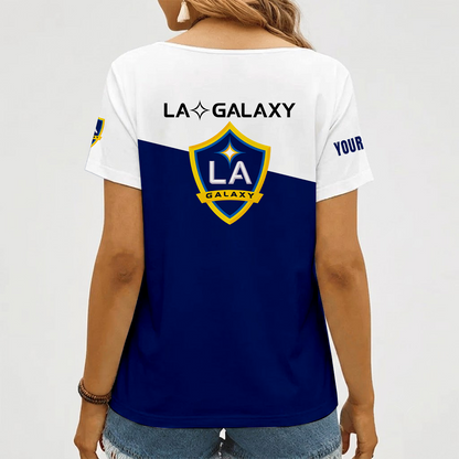 [FAN EXCLUSIVE] NEW CUSTOMIZED MLS20 LAG LA GALAXY V-NECK FEMALE SHIRT