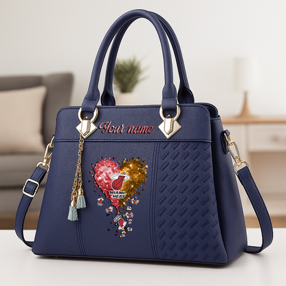 LIMITED EDITION - NEW CUSTOMIZED NBA20 MHE MIAMI HEAT ZIP HANDBAG MULTICOLOR