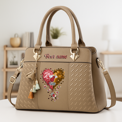 LIMITED EDITION - NEW CUSTOMIZED NBA20 MHE MIAMI HEAT ZIP HANDBAG MULTICOLOR