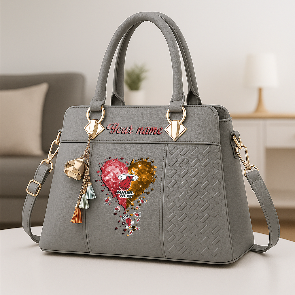 LIMITED EDITION - NEW CUSTOMIZED NBA20 MHE MIAMI HEAT ZIP HANDBAG MULTICOLOR