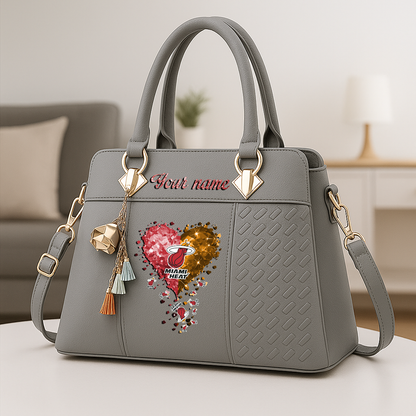 LIMITED EDITION - NEW CUSTOMIZED NBA20 MHE MIAMI HEAT ZIP HANDBAG MULTICOLOR