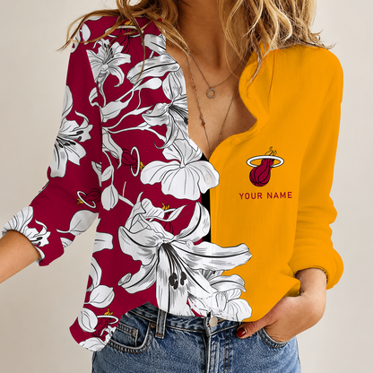 [HOT DEAL] NEW CUSTOMIZED NBA20 MHE MIAMI HEAT WOMEN CASUAL SHIRT FOR FAN