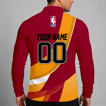 [HOT DEAL] NEW CUSTOMIZED NBA20 MHE MIAMI HEAT MEN LONG SLEEVE POLO