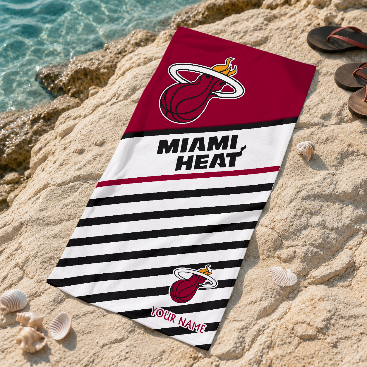 LIMITED EDITION - NEW CUSTOMIZED NBA20 MHE MIAMI HEAT BEACH TOWEL FOR FAN