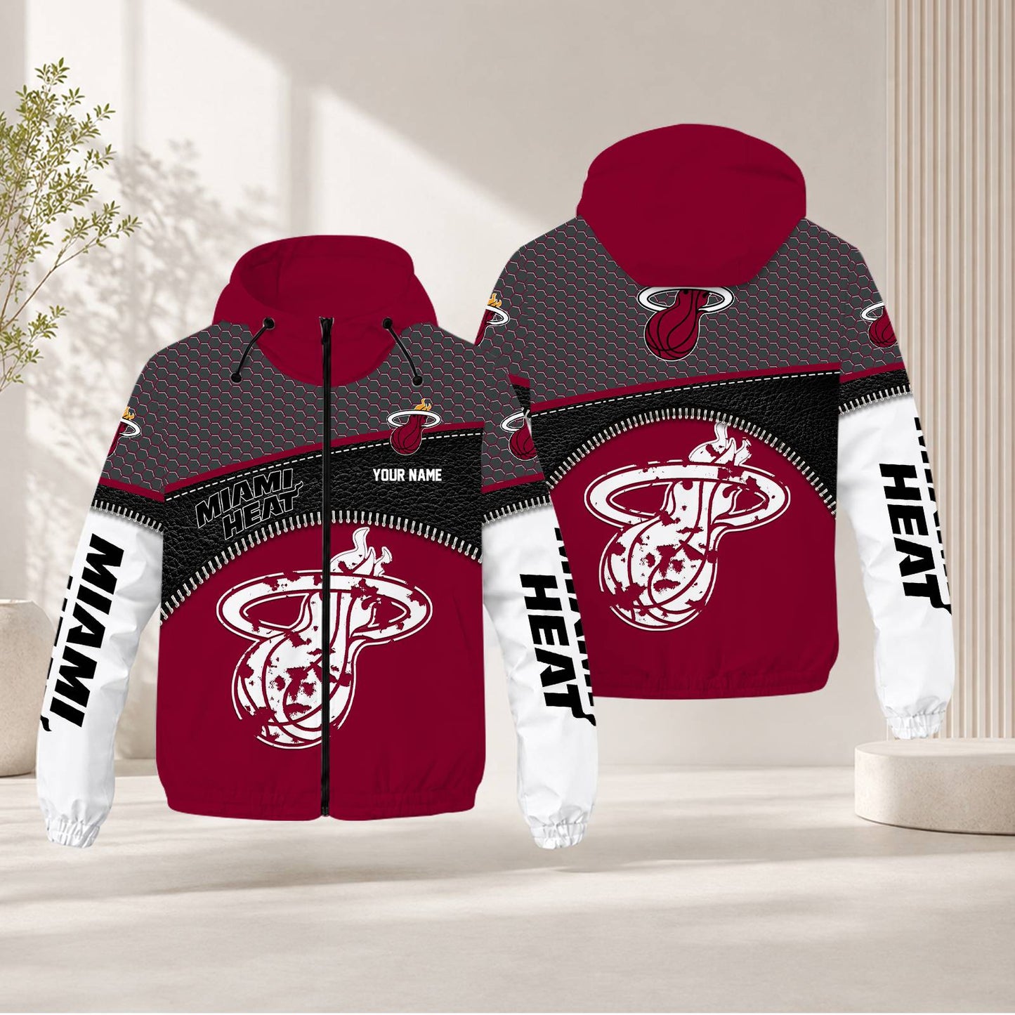 LIMITED EDITION - NEW CUSTOMIZED NBA20 MHE MIAMI HEAT WINDBREAKER JACKET
