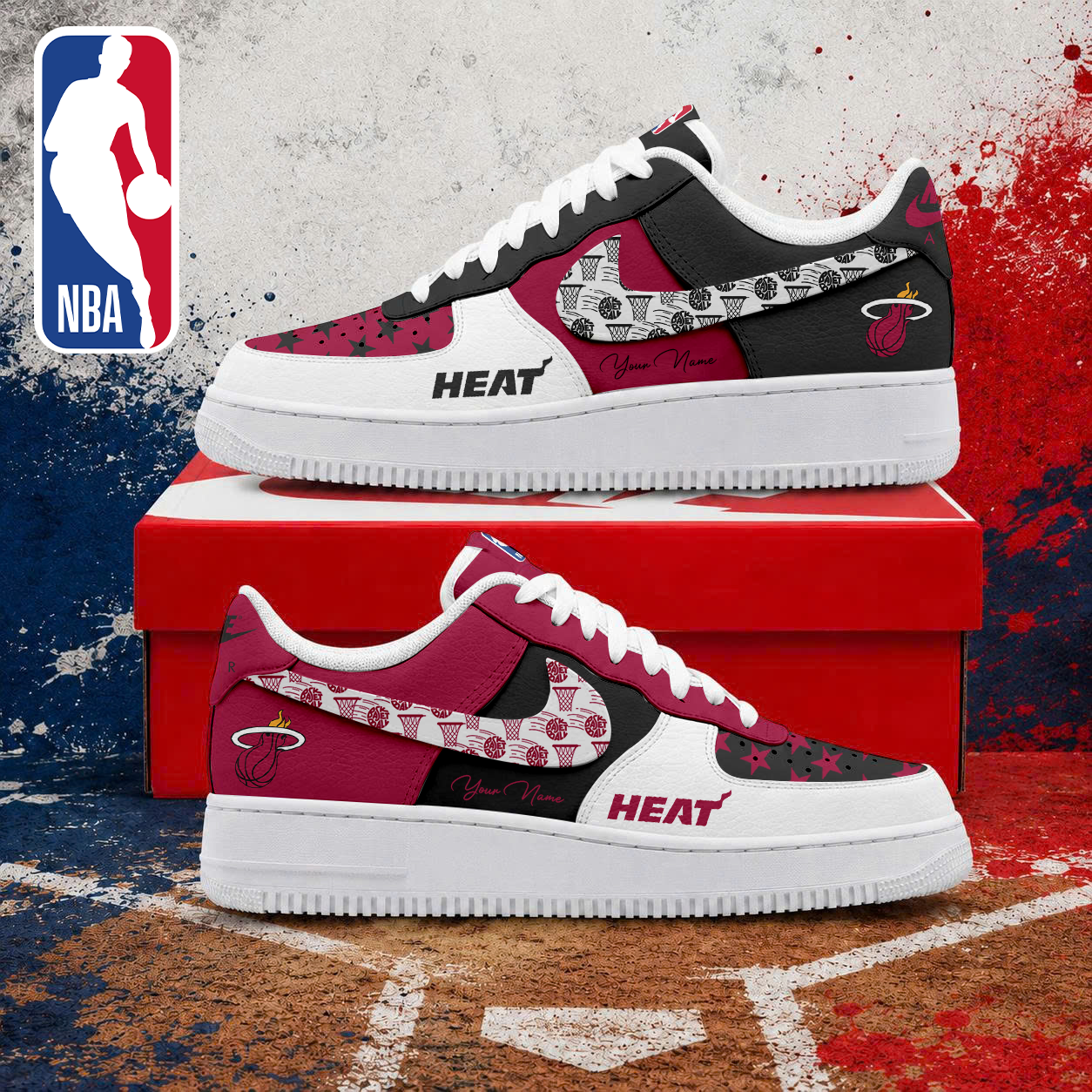 LIMITED EDITION - NEW CUSTOMIZED NBA20 MHE MIAMI HEAT AF1 SNEAKERS