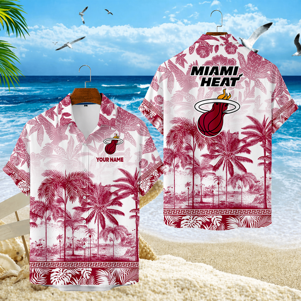FINAL CLEARANCE - NEW CUSTOMIZED NBA20 MHE MIAMI HEAT UNISEX HAWAIIAN SHIRT