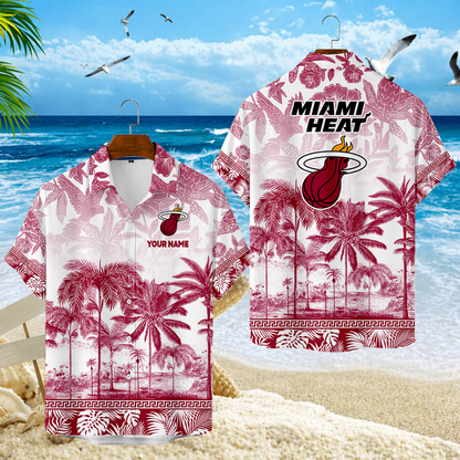 FINAL CLEARANCE - NEW CUSTOMIZED NBA20 MHE MIAMI HEAT UNISEX HAWAIIAN SHIRT