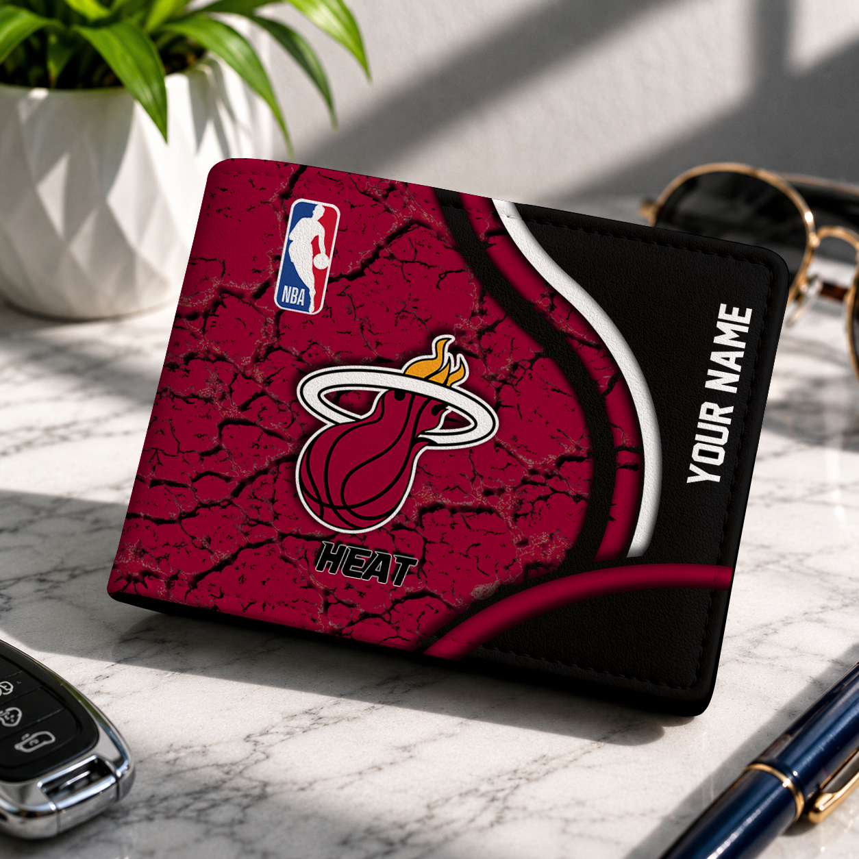VIRAL EDITION - NEW CUSTOMIZED NBA20 MHE MIAMI HEAT LEATHER WALLET