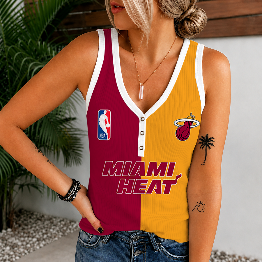 [HOT DEAL] NEW CUSTOMIZED NBA20 MHE MIAMI HEAT WOMEN'S V-NECK TANK TOP