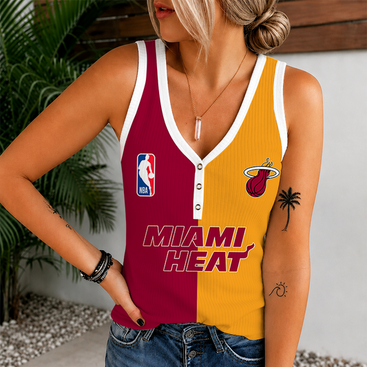 [HOT DEAL] NEW CUSTOMIZED NBA20 MHE MIAMI HEAT WOMEN'S V-NECK TANK TOP