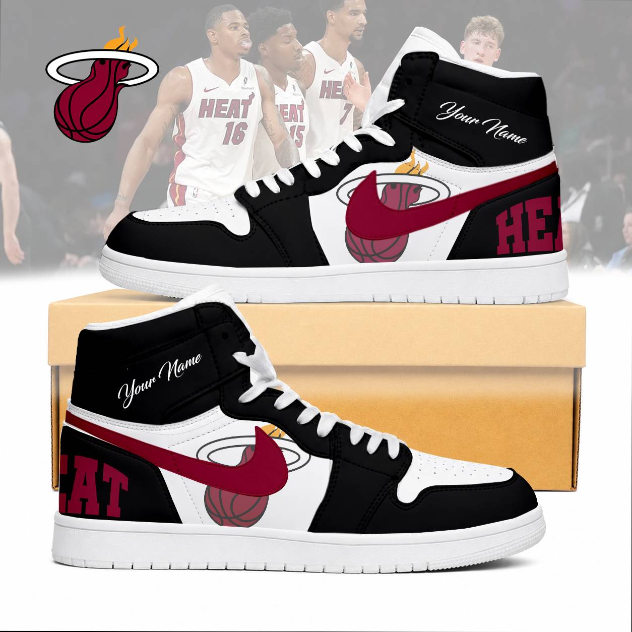LIMITED EDITION - NEW CUSTOMIZED NBA20 MHE MIAMI HEAT AIR JORDAN SNEAKERS